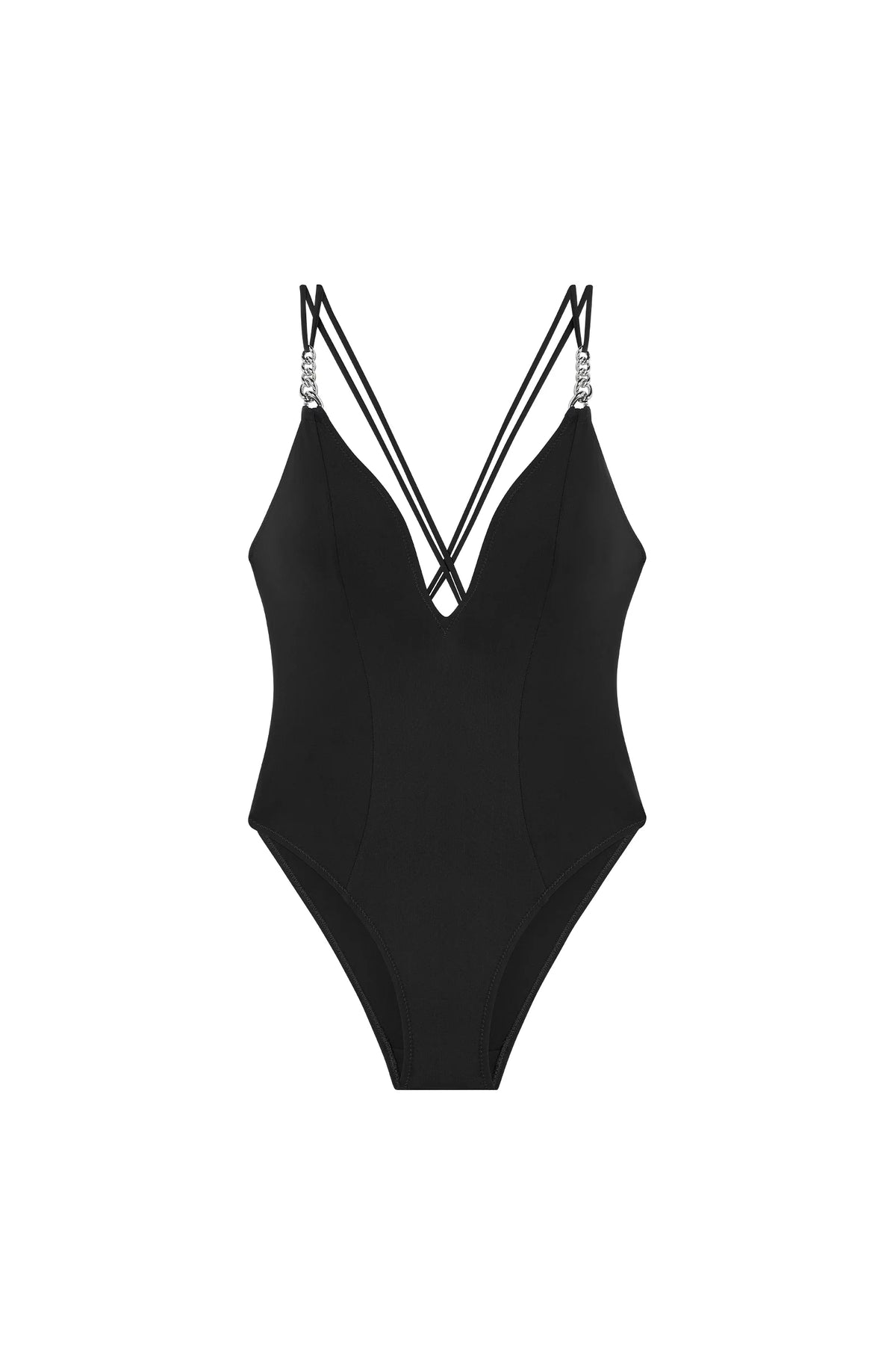 karli Black V-neckline swimsuit