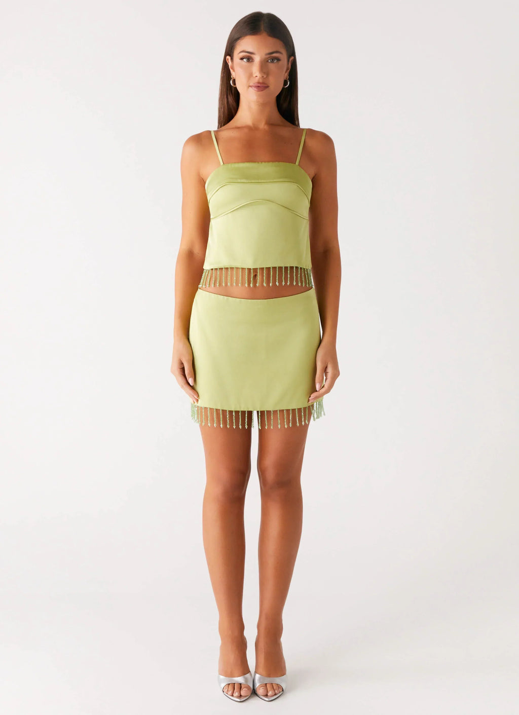 Mini-jupe perlée Bora Bora - Citron vert