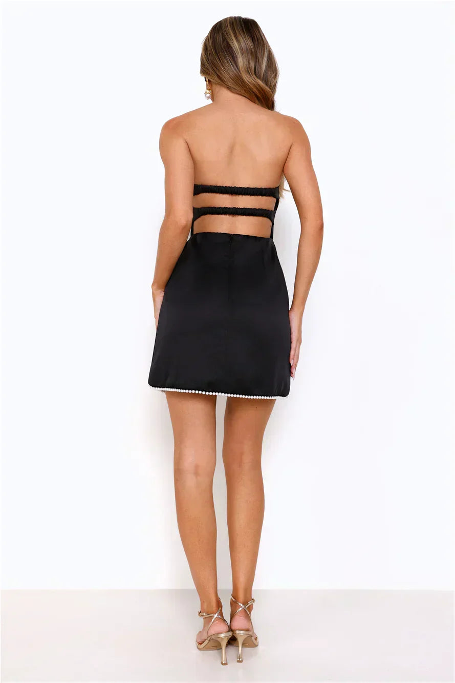 Sassy Sparks Strapless Satin Mini Dress