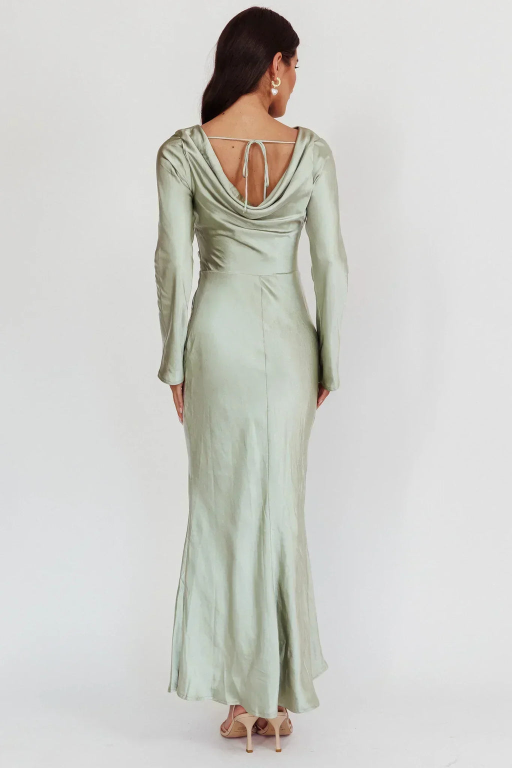Robe mi-longue Loveland à dos bénitier sauge