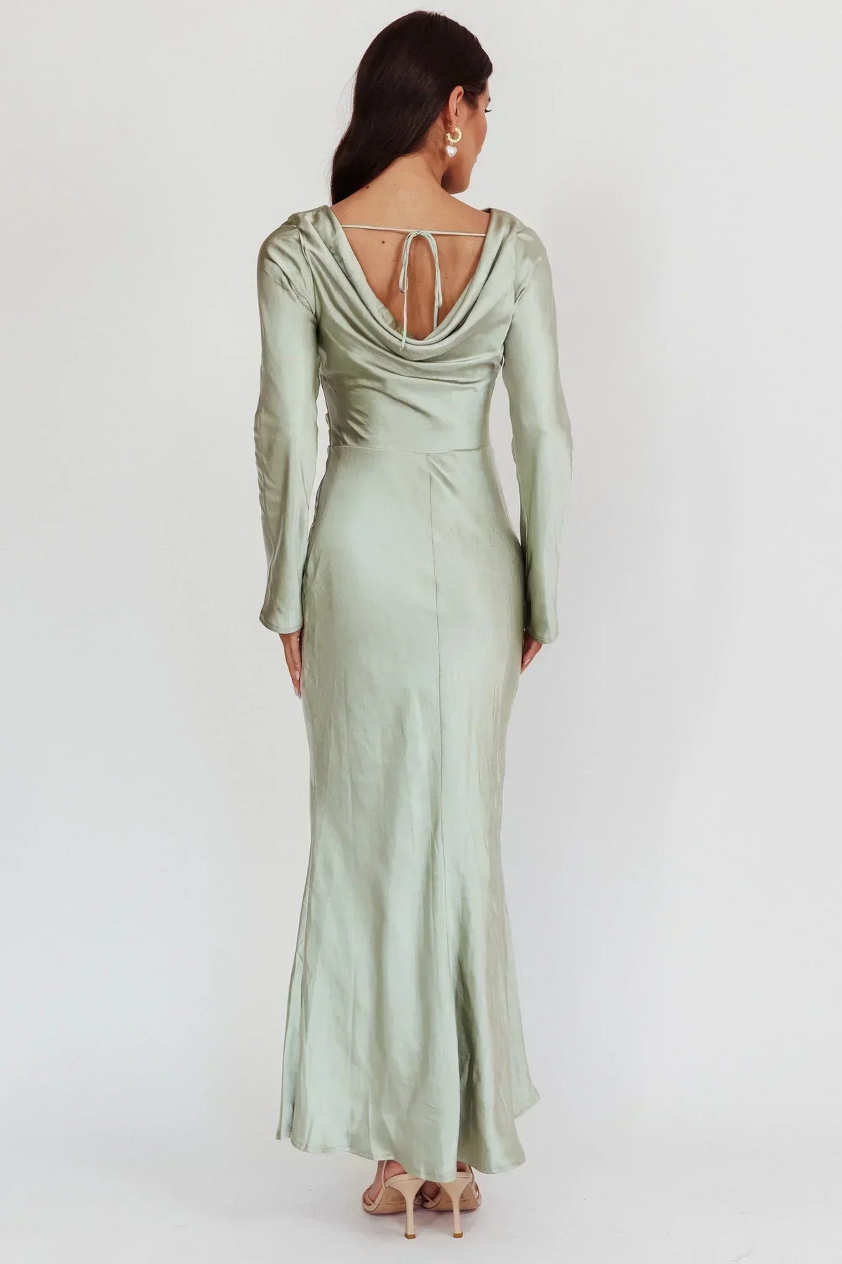 Robe mi-longue Loveland à dos bénitier sauge