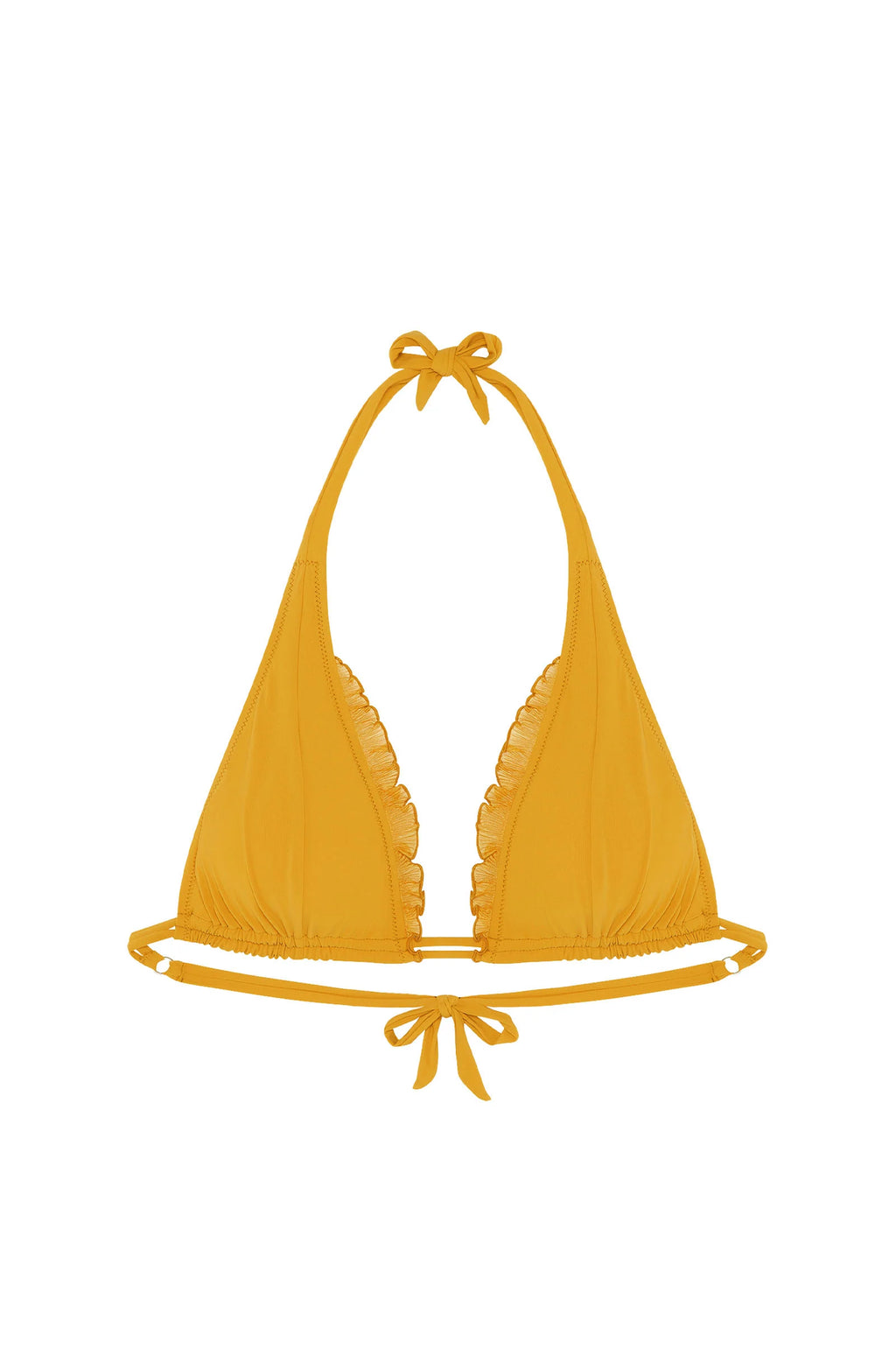 maelys Ochre triangle bikini top with ruffles