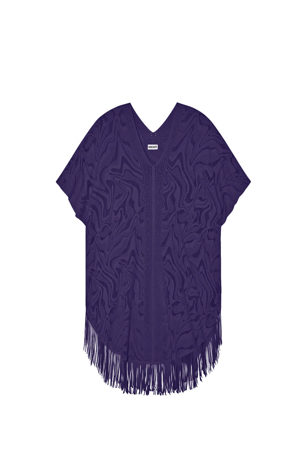 pery Purple lace fringed poncho tunic