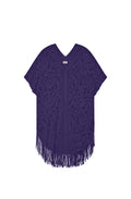 pery Purple lace fringed poncho tunic