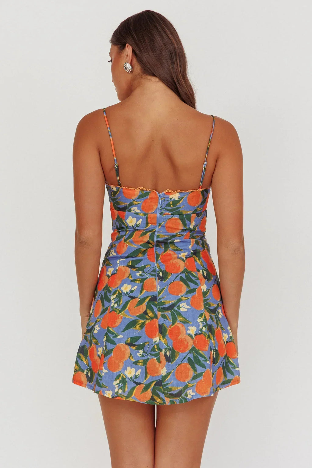 Mini-robe Chamberlain à bord festonné orange vif