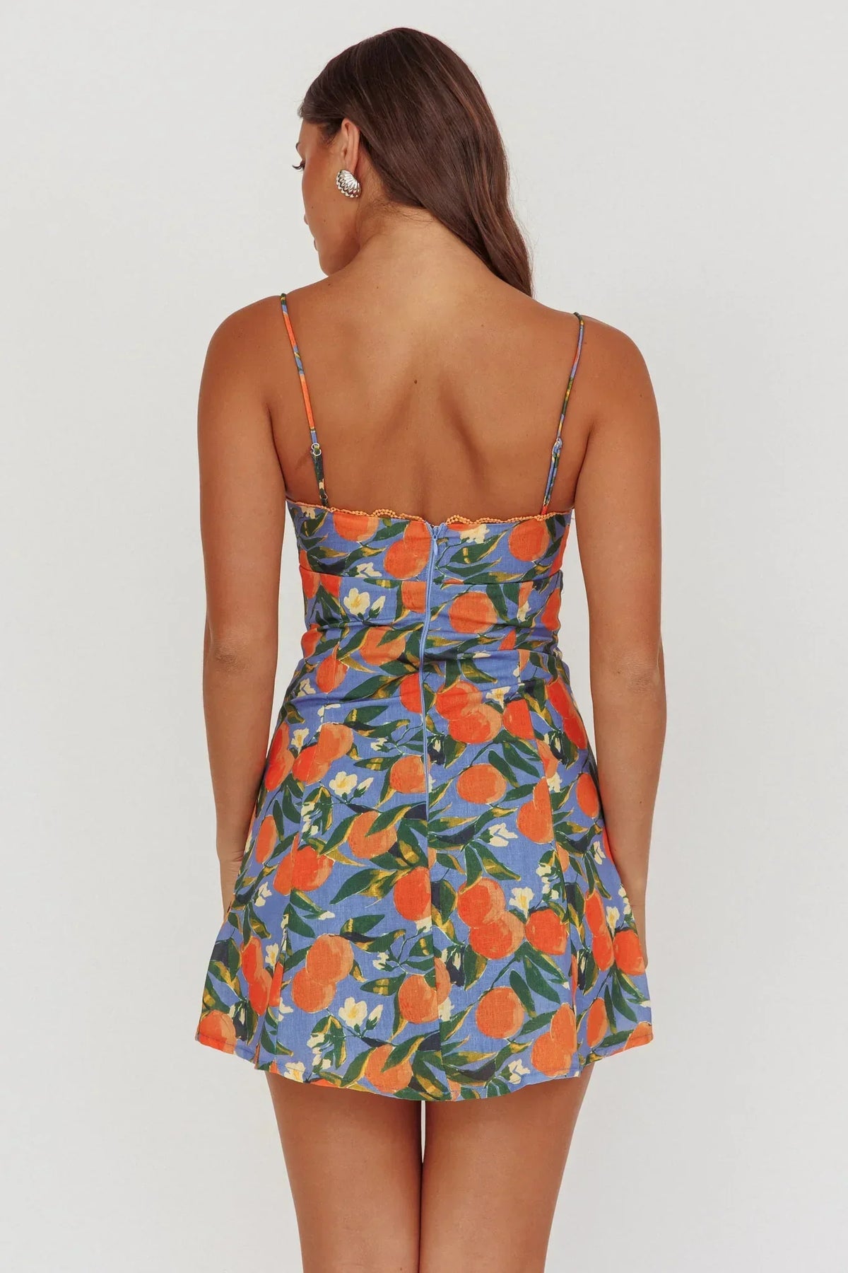 Mini-robe Chamberlain à bord festonné orange vif