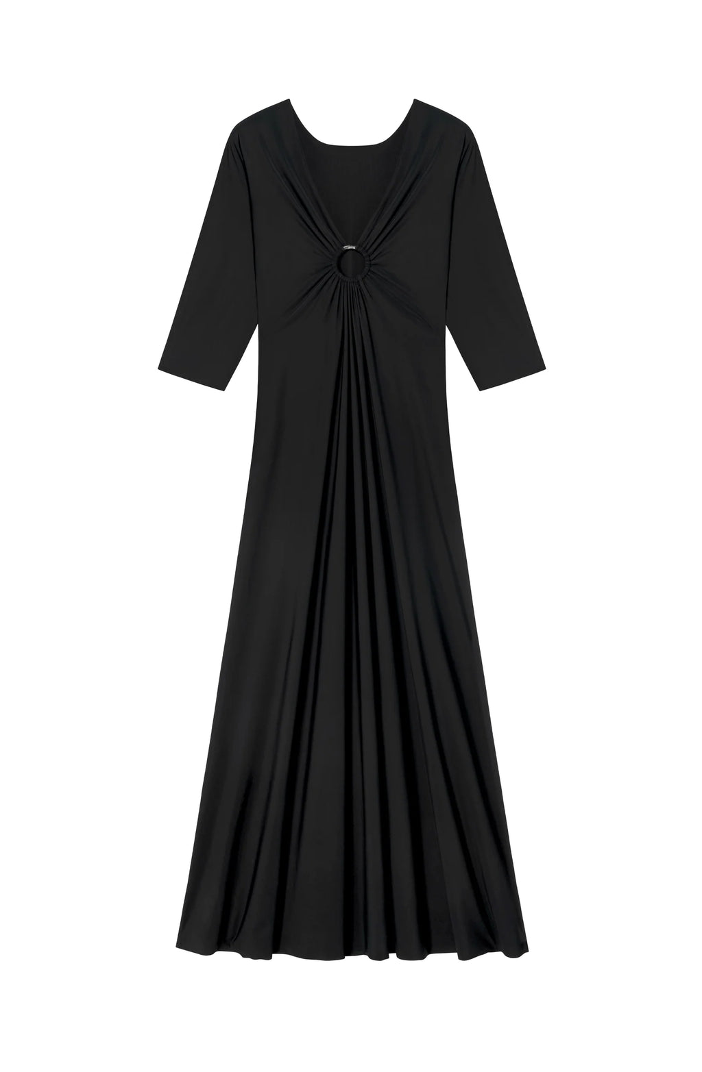 Robe longue noire Carmenn avec manches 3/4