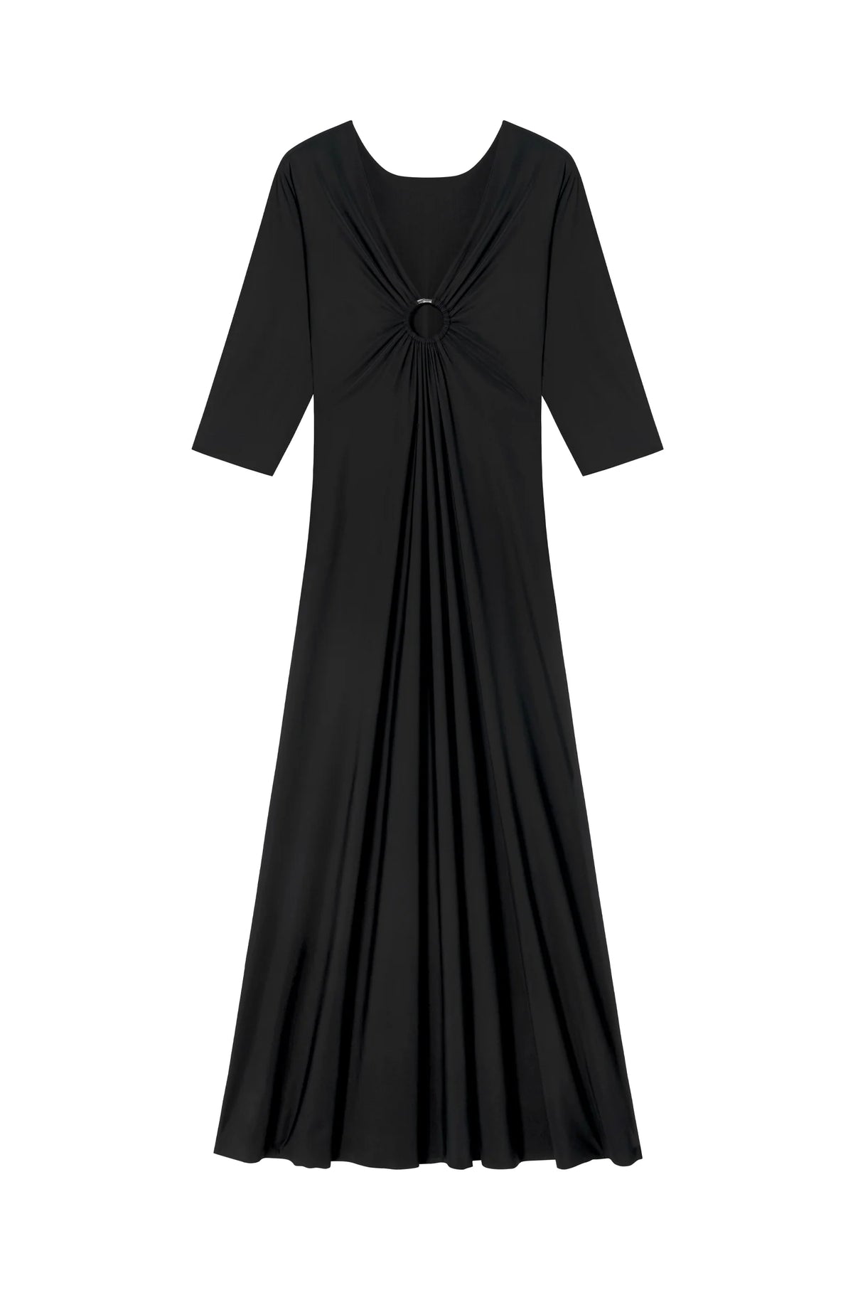 Robe longue noire Carmenn avec manches 3/4