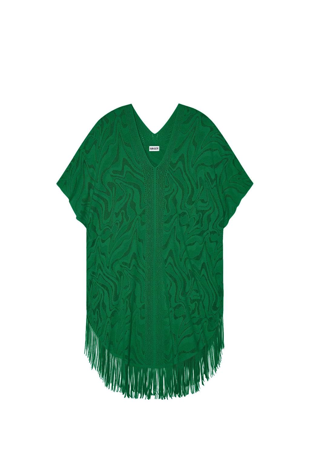 pery Madder red lace fringed poncho tunic