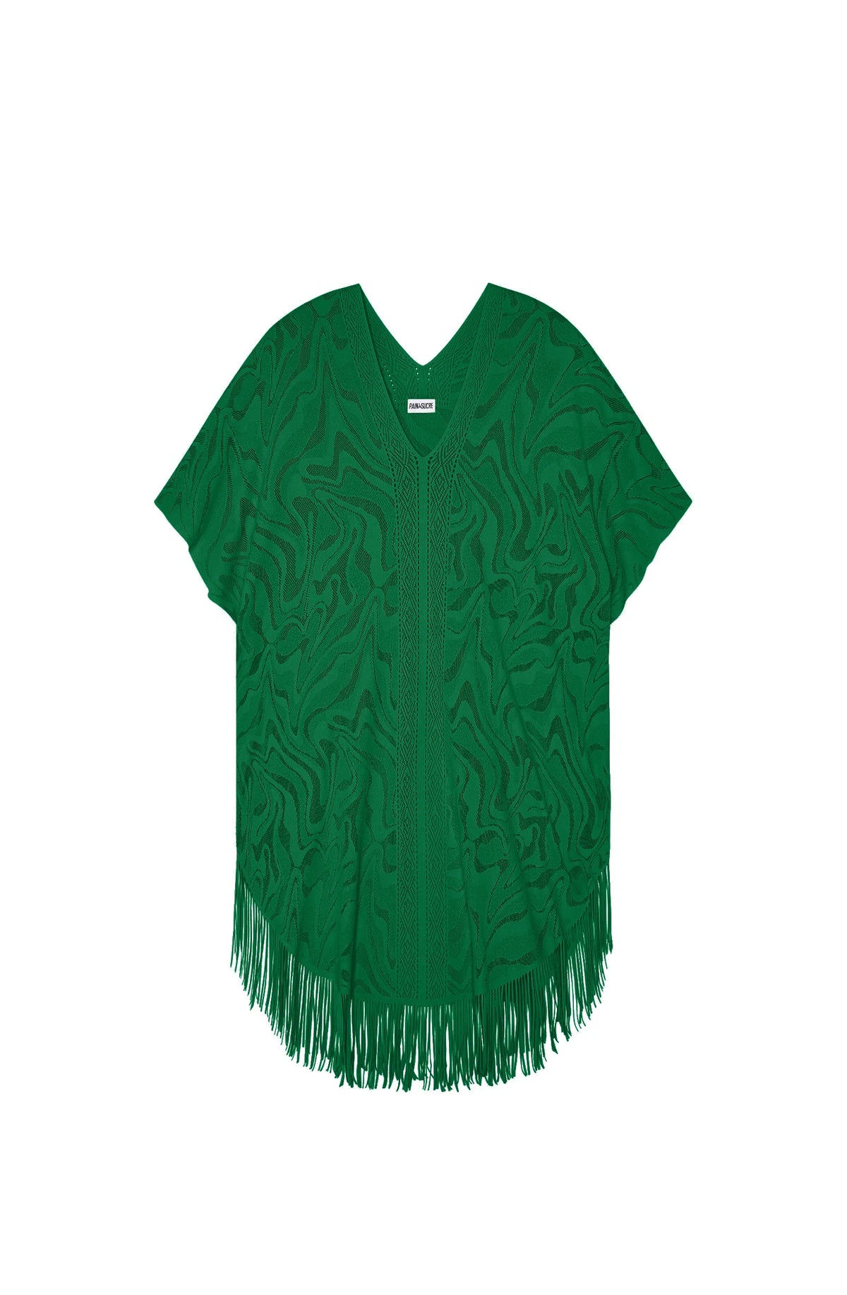 pery Madder red lace fringed poncho tunic