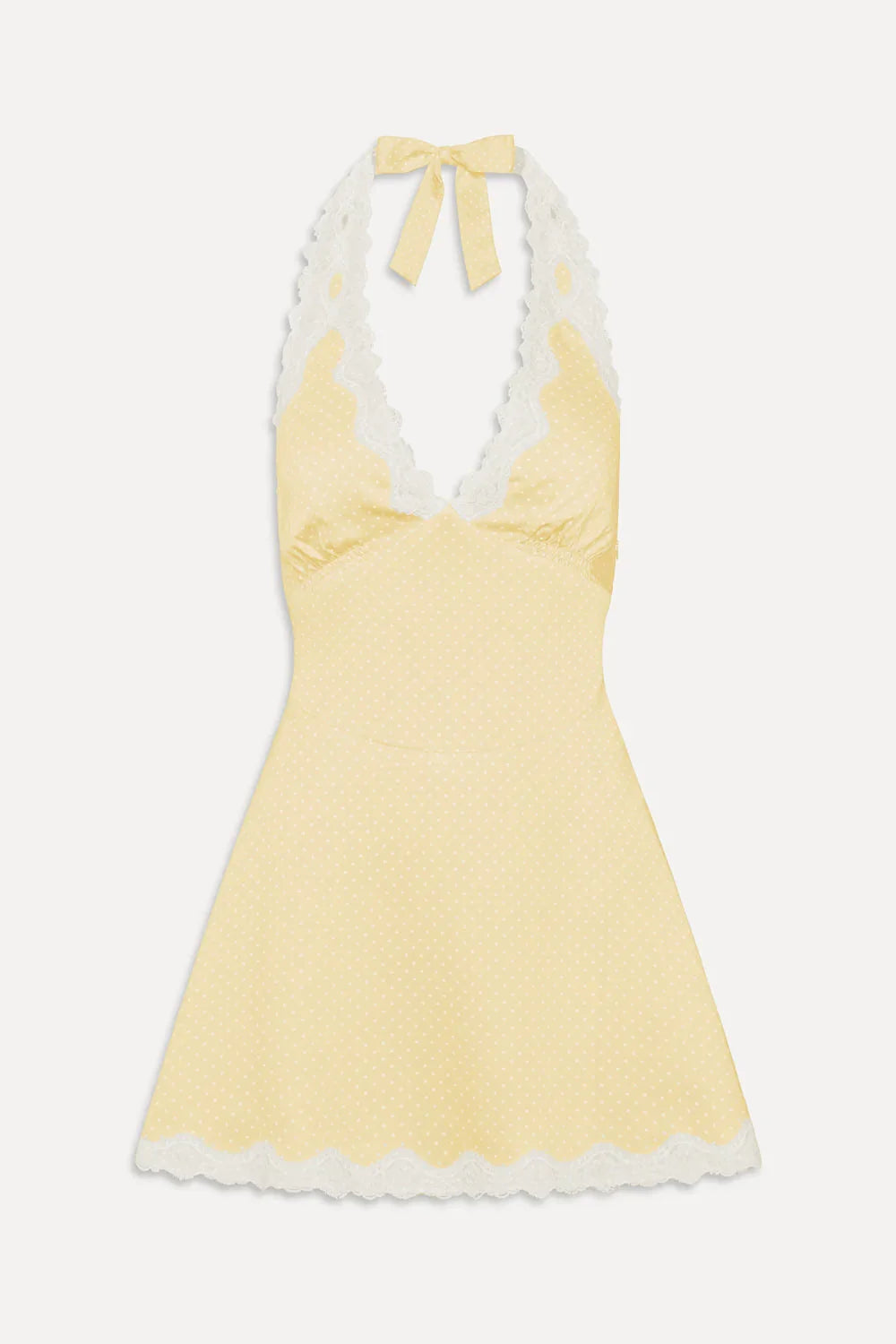 Audrey Satin Mini Dress - Whipped Butter Dottie
