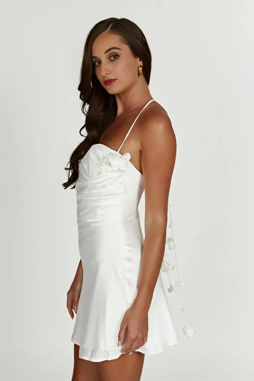 Mini-robe Halter Otillie Rose - Blanc