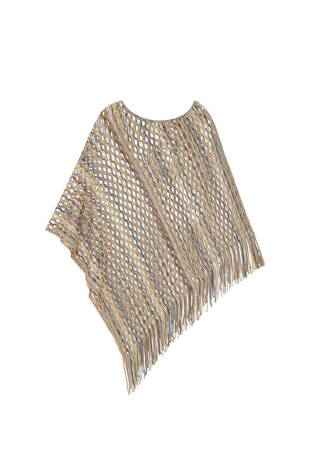 ora Pointed fringe poncho