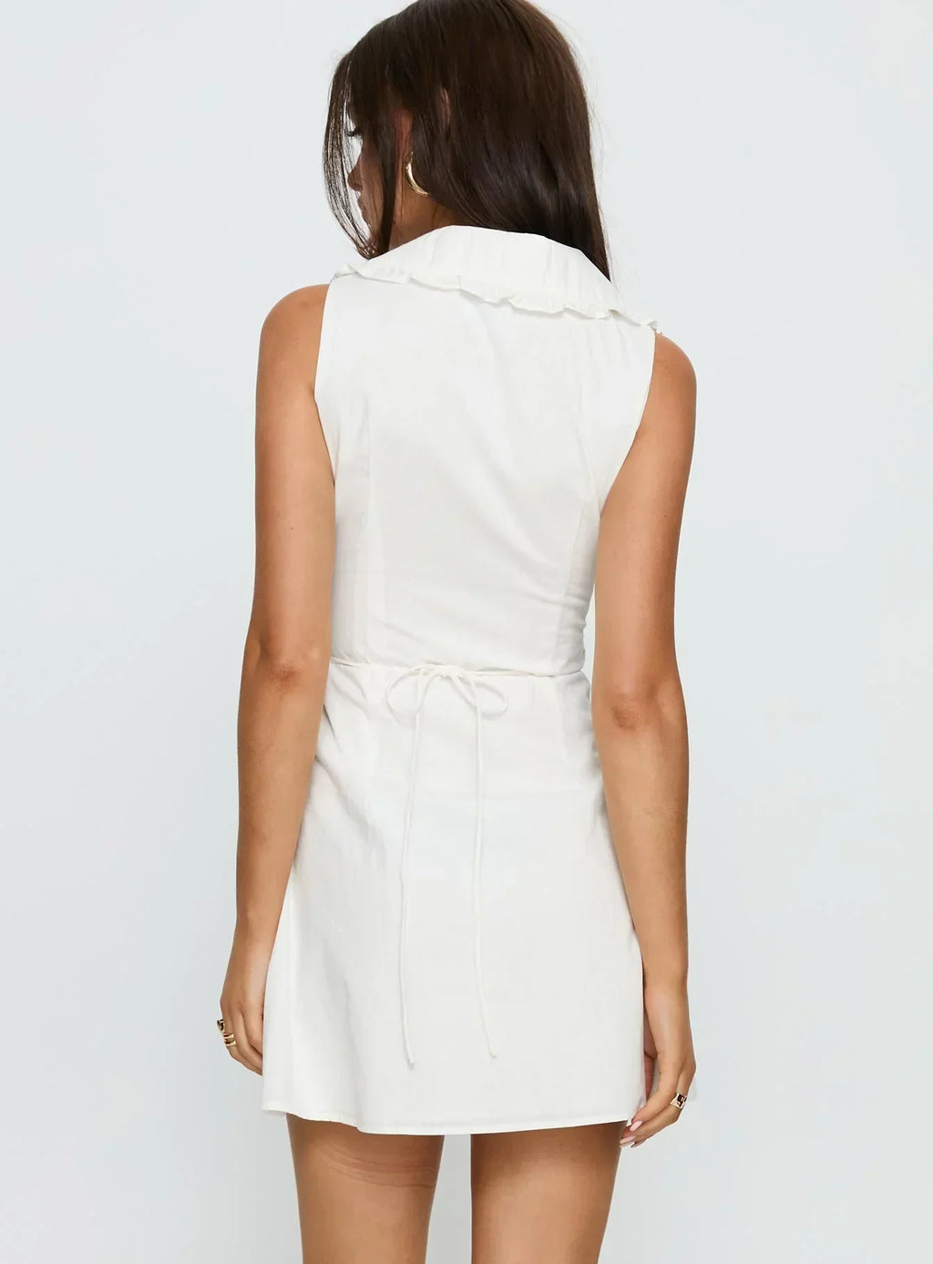 Breanda Collared Mini Dress White