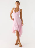 Robe midi asymétrique Faelie à col nu - Rose