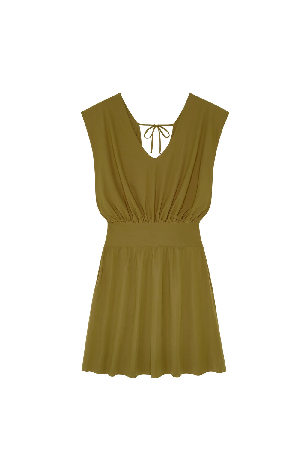 nola Robe courte en voile stretch en V couleur bronze