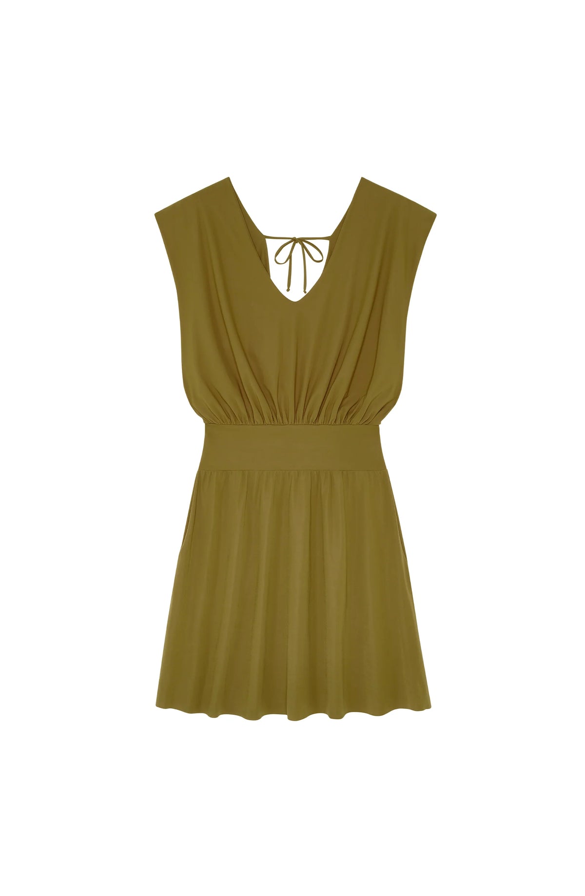 Robe courte nola noire en voile stretch à col en V