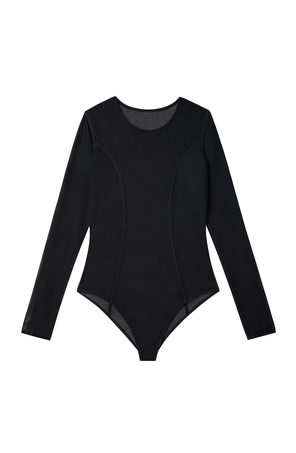 baila Black fishnet long-sleeved bodysuit