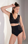 Culotte taille haute en dentelle noire