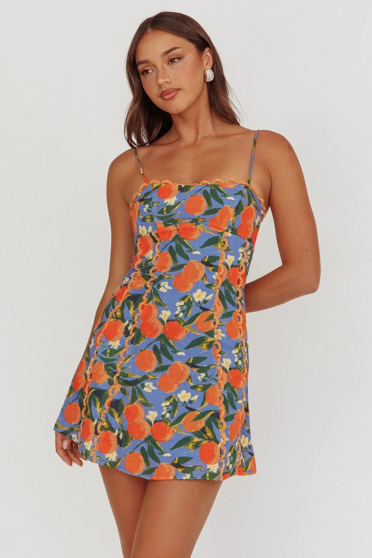 Mini-robe Chamberlain à bord festonné orange vif