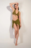 trudy Bronze lace fringed pareo