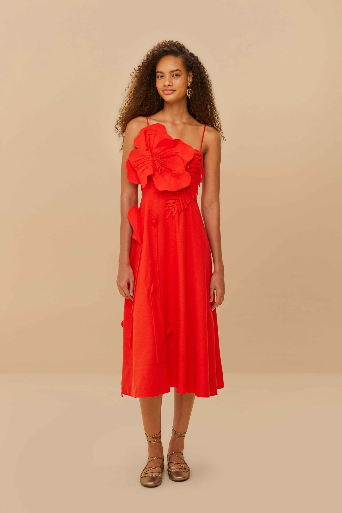 Robe midi Red Garden Lenzing™ Ecovero™ Euroflax™