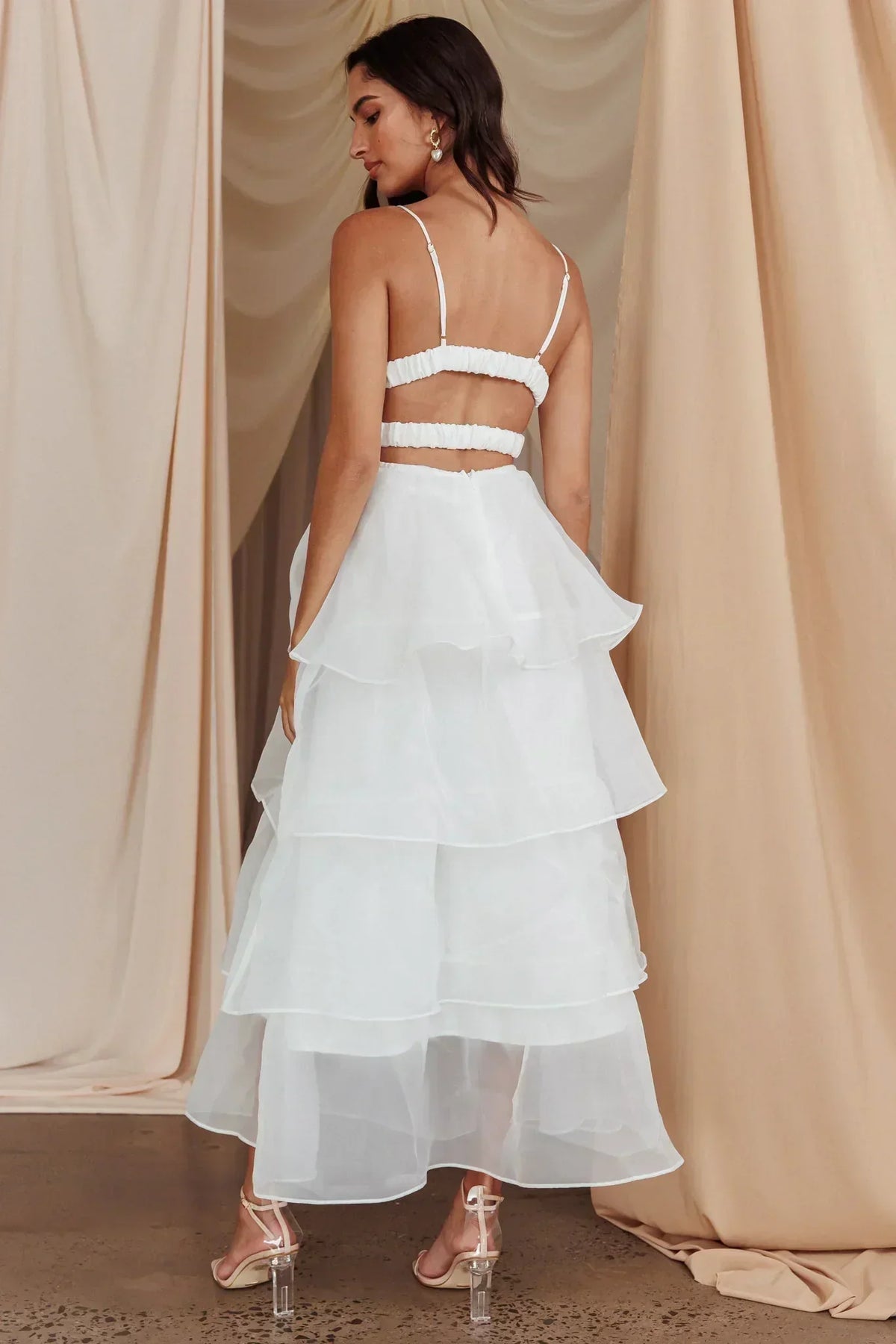 Robe Midi Étagée à Volants « Made For You » Blanc