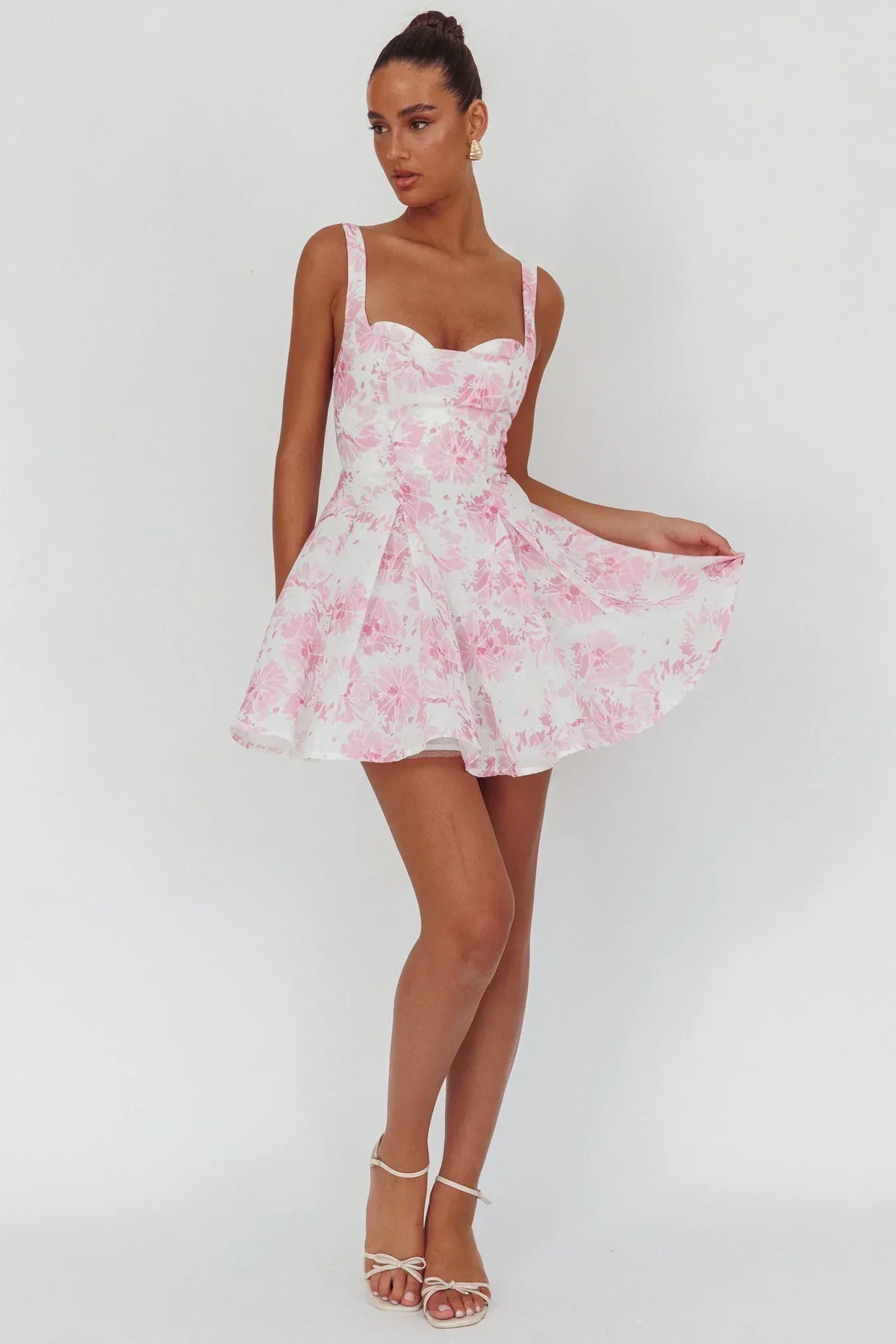 Robe Courte Épaules Dénudées Florale Rose Attire-Mon-Regard