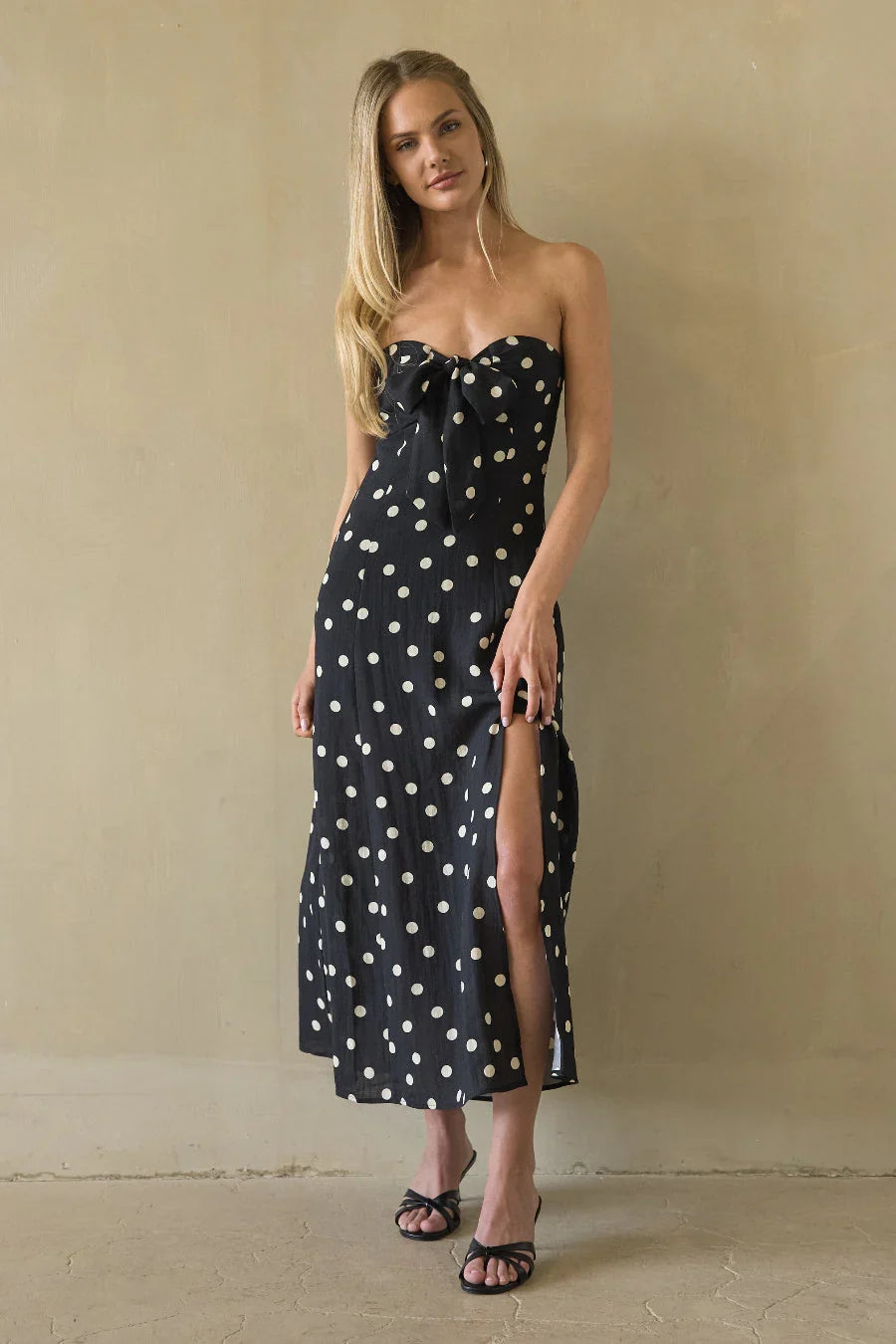 Robe mi-longue en lin à pois Jenae