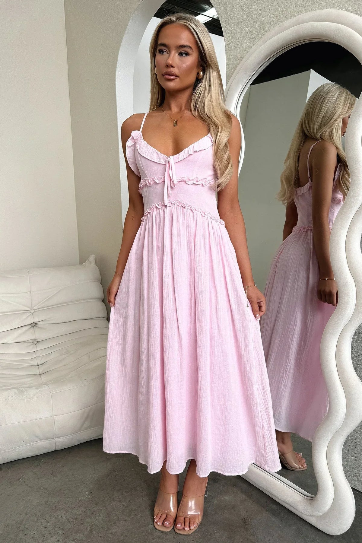 Robe Midi Nicola – Rose Bébé