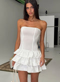 Robe Courte Étagée Valentia Blanche