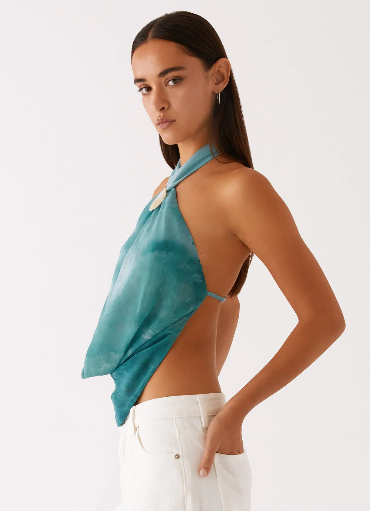Haut sans manches col bénitier Zola - Vert Tie-Dye
