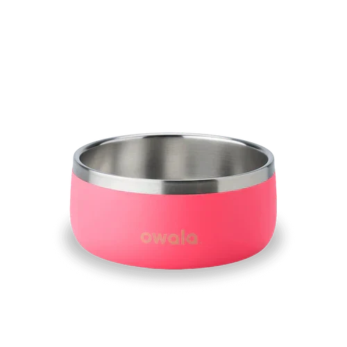 Gamelle Owala - Acier inoxydable durable, gamelle pour la nourriture et l'eau pour chiens, chats et tous les animaux de compagnie, base antidérapante, 1,4 L, Rose