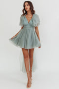 Mini-robe en tulle à traîne Star Power Pistache