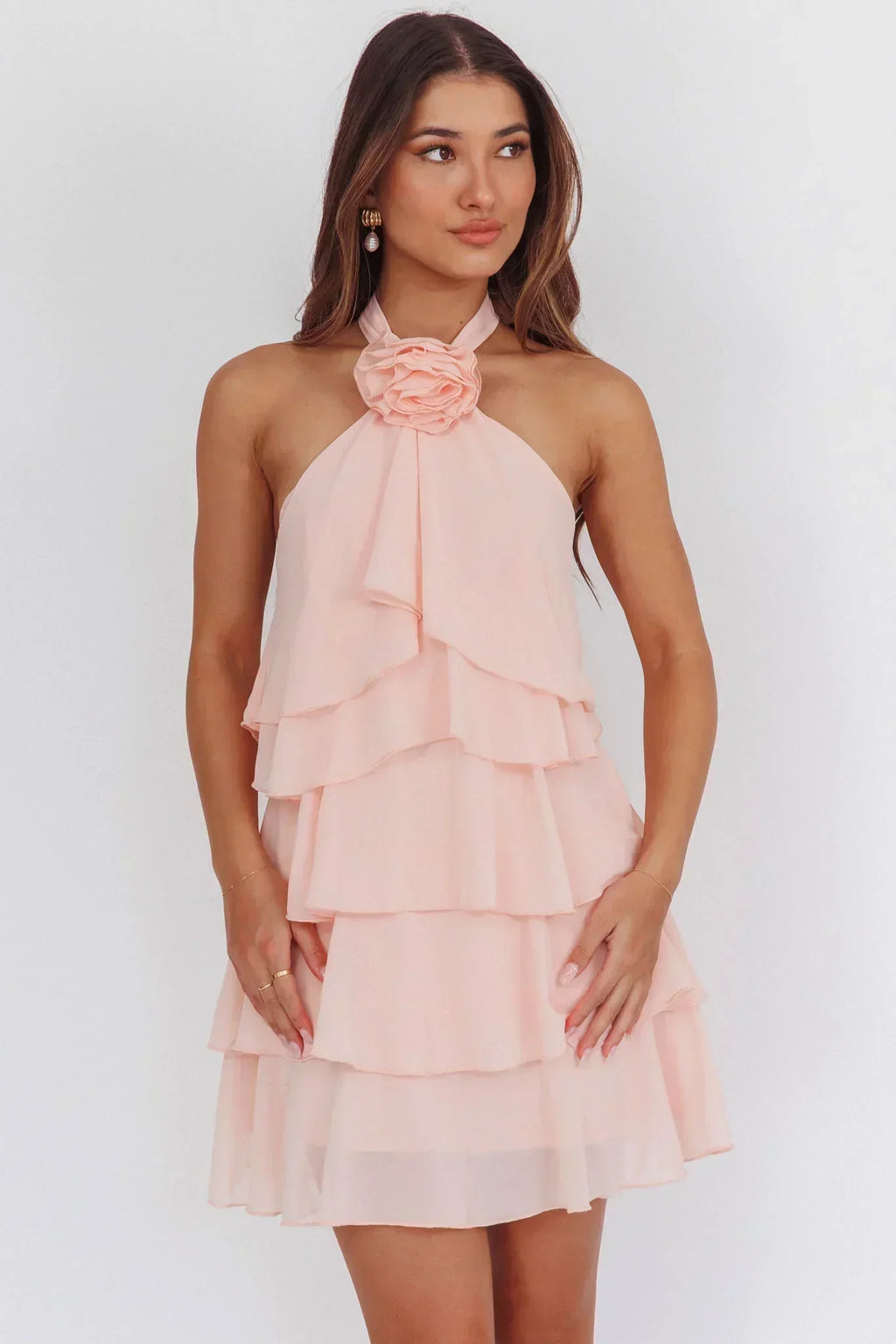 Robe Courte Volants Licou Southern Belles Rose