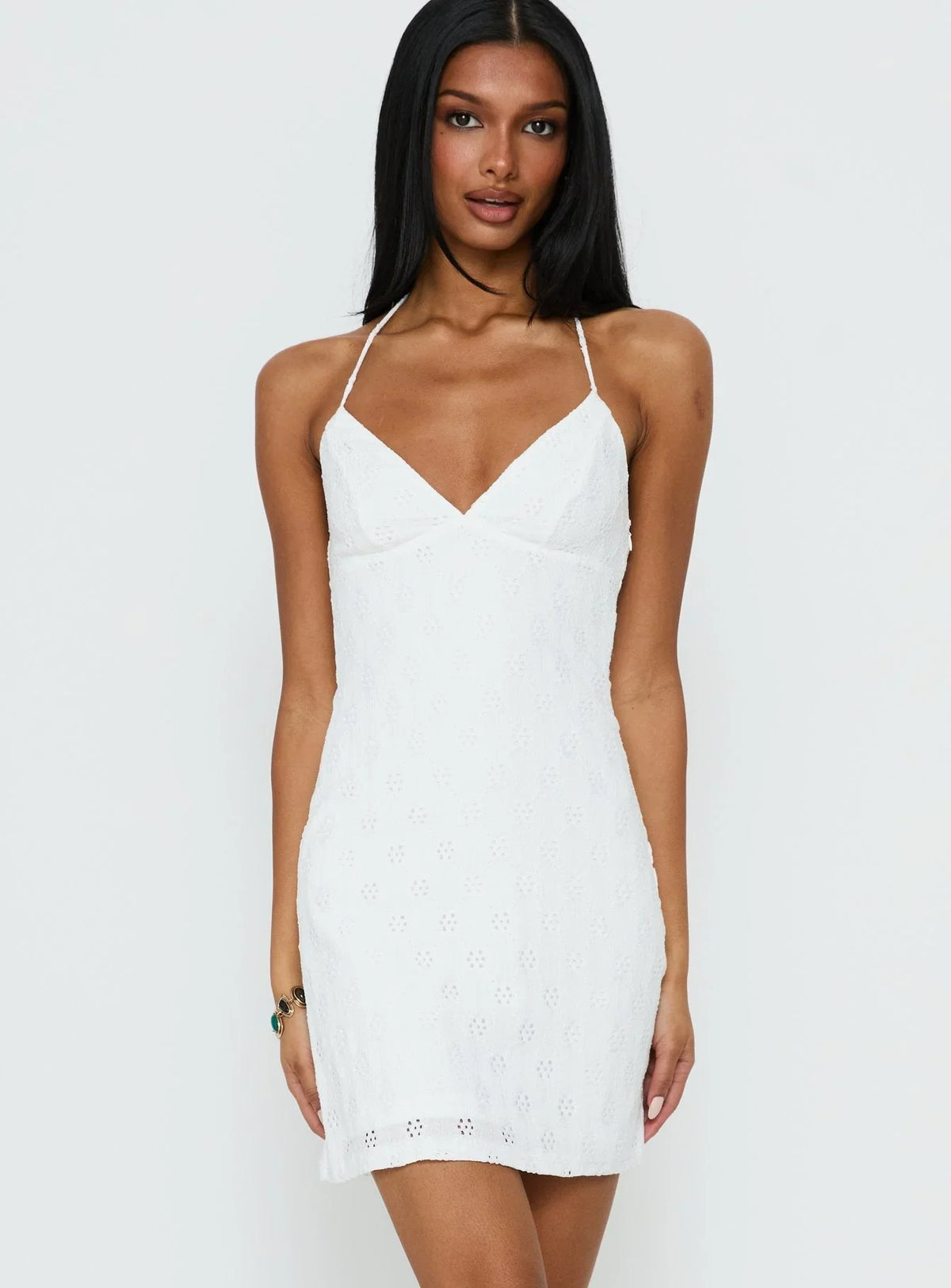 Robe courte brodée Summer Cider blanche