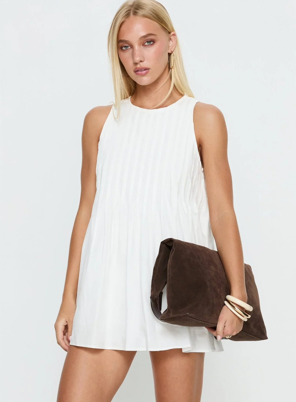 Robe mini plissée Dreamboat blanche
