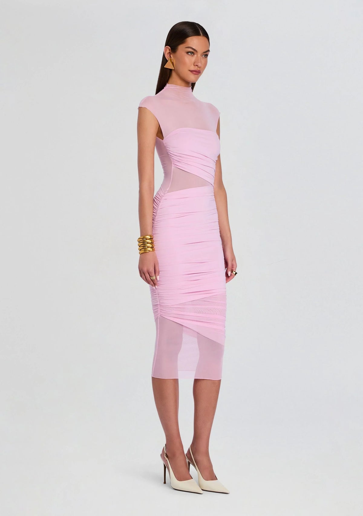 Robe midi froncée en maille Tabitha