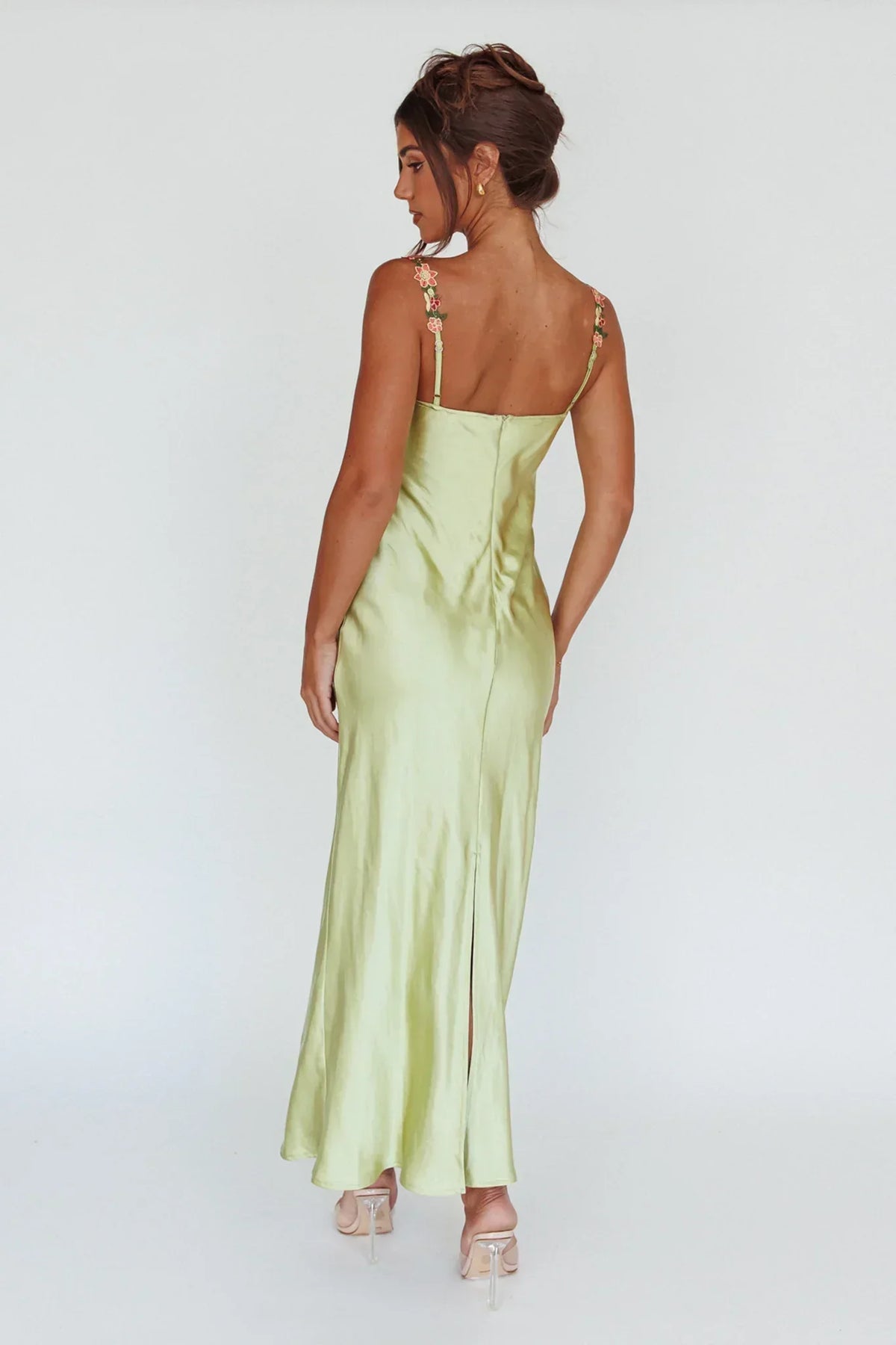 Robe midi à appliqués floraux Rose Garden Citron vert