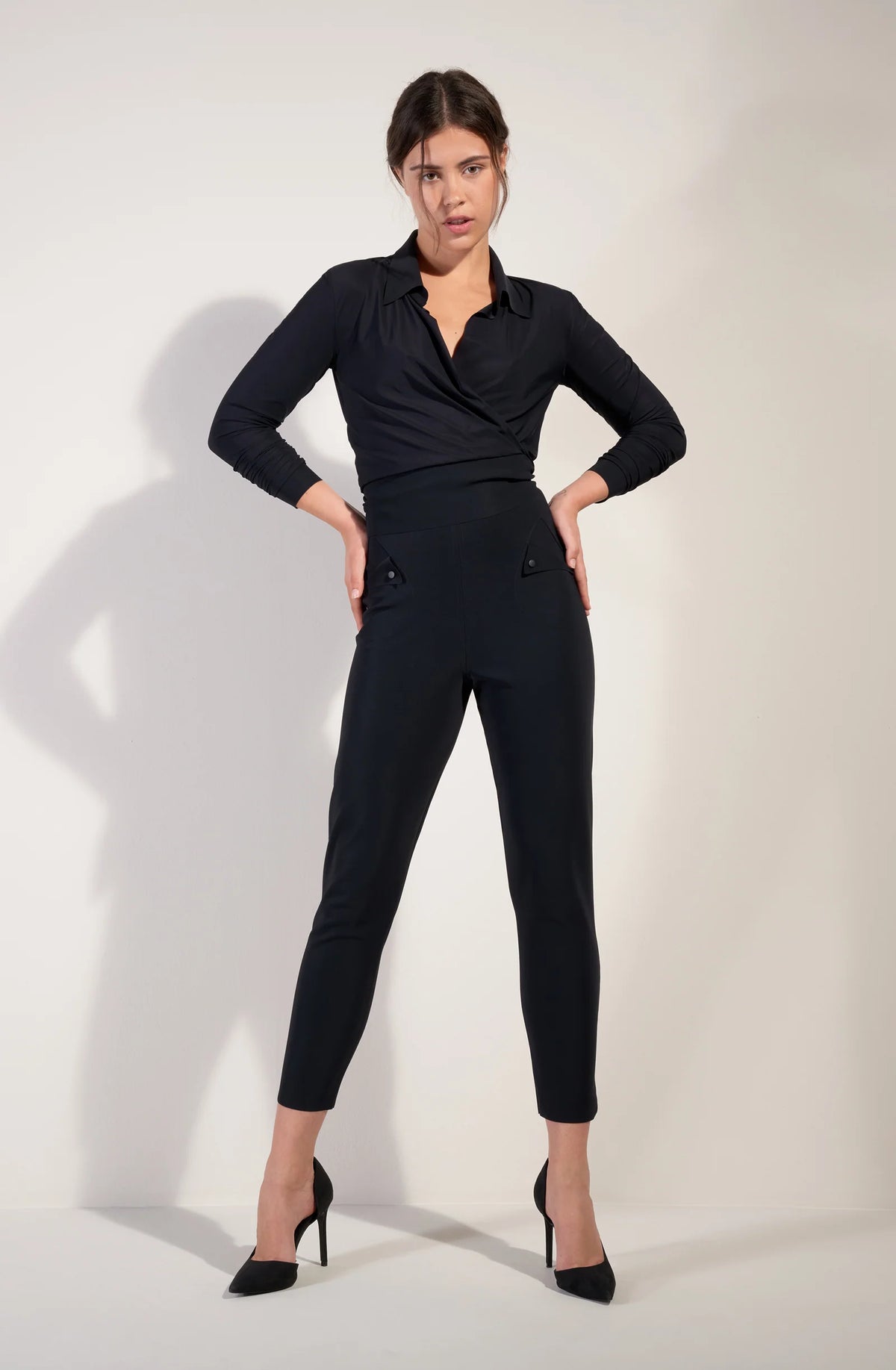 poppy Black high-waisted pants