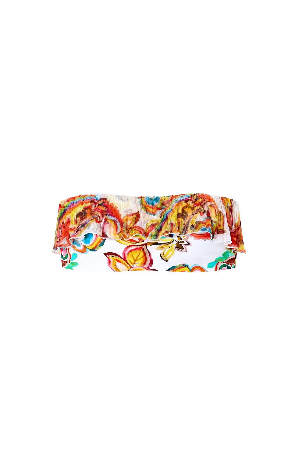 chloris Printed ruffled bandeau bikini top PAISLEY