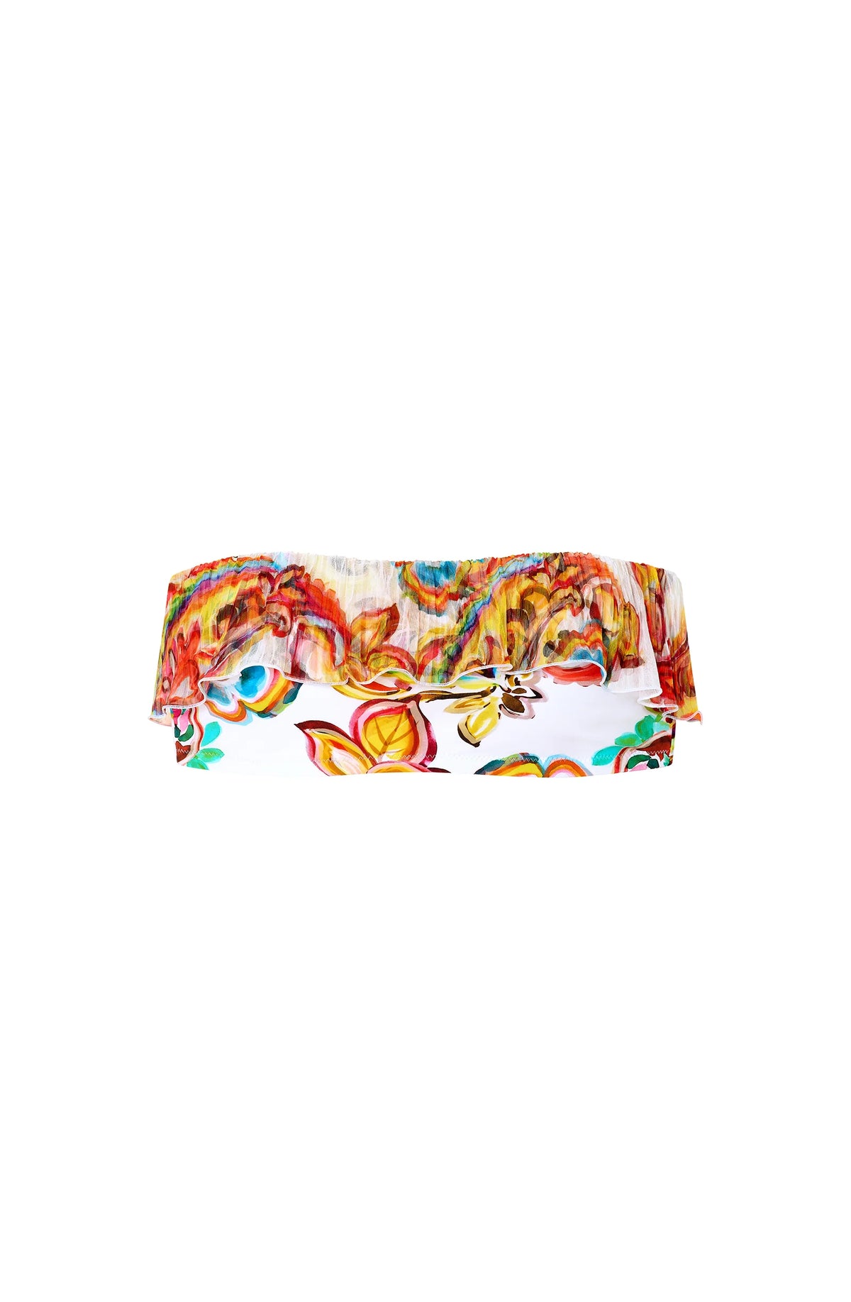 chloris Printed ruffled bandeau bikini top PAISLEY