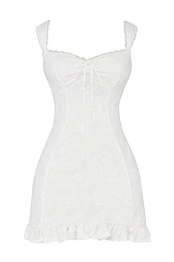 white embroidered mini dress