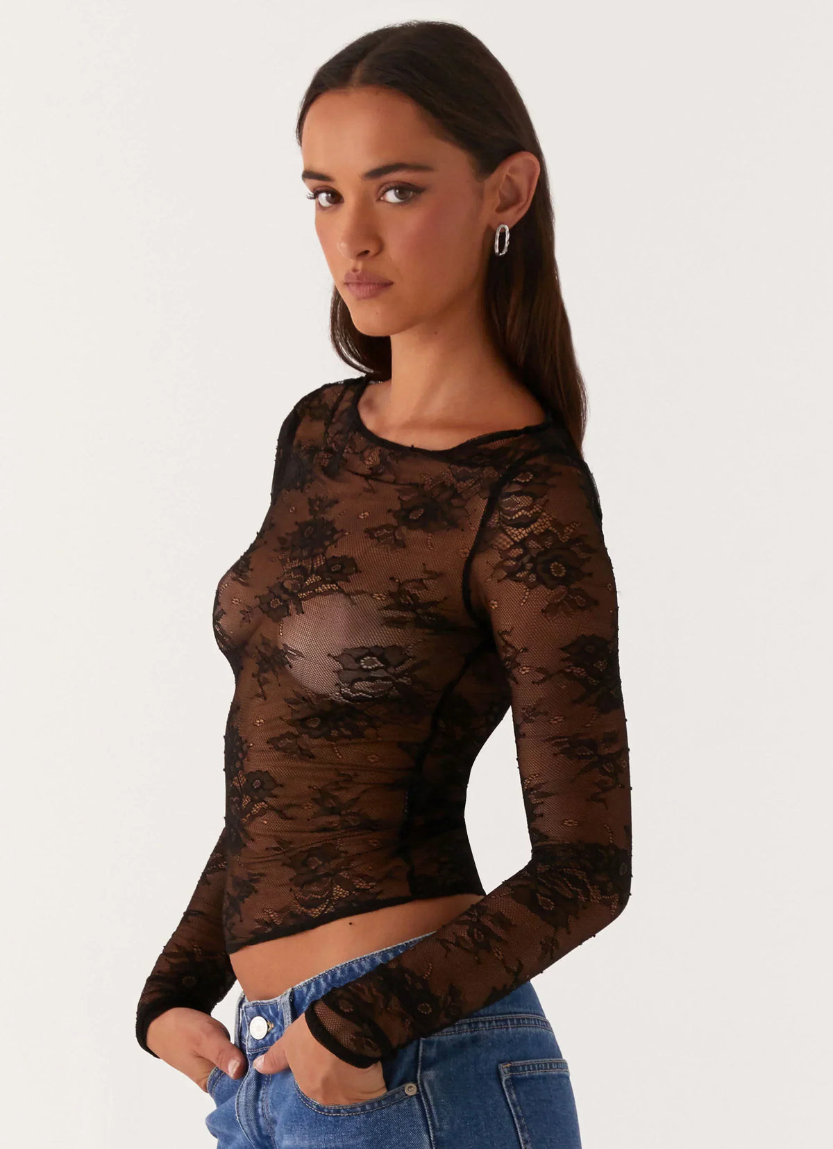 Haut en dentelle Blanca - Noir