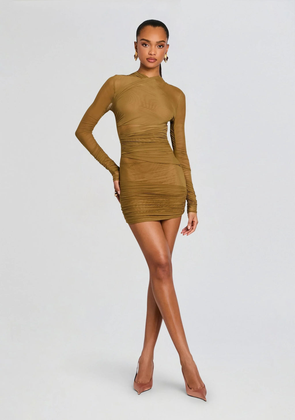Mini-robe en résille drapée Moxey
