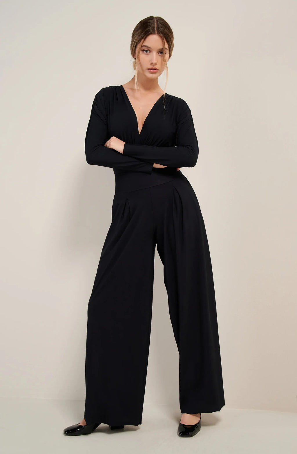 panna Black pleated trousers