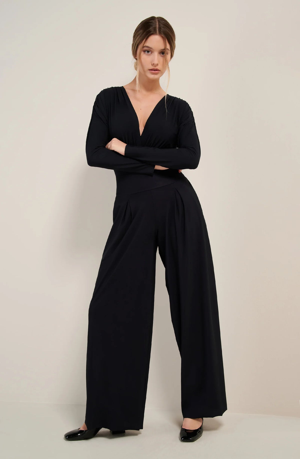 panna Black pleated trousers
