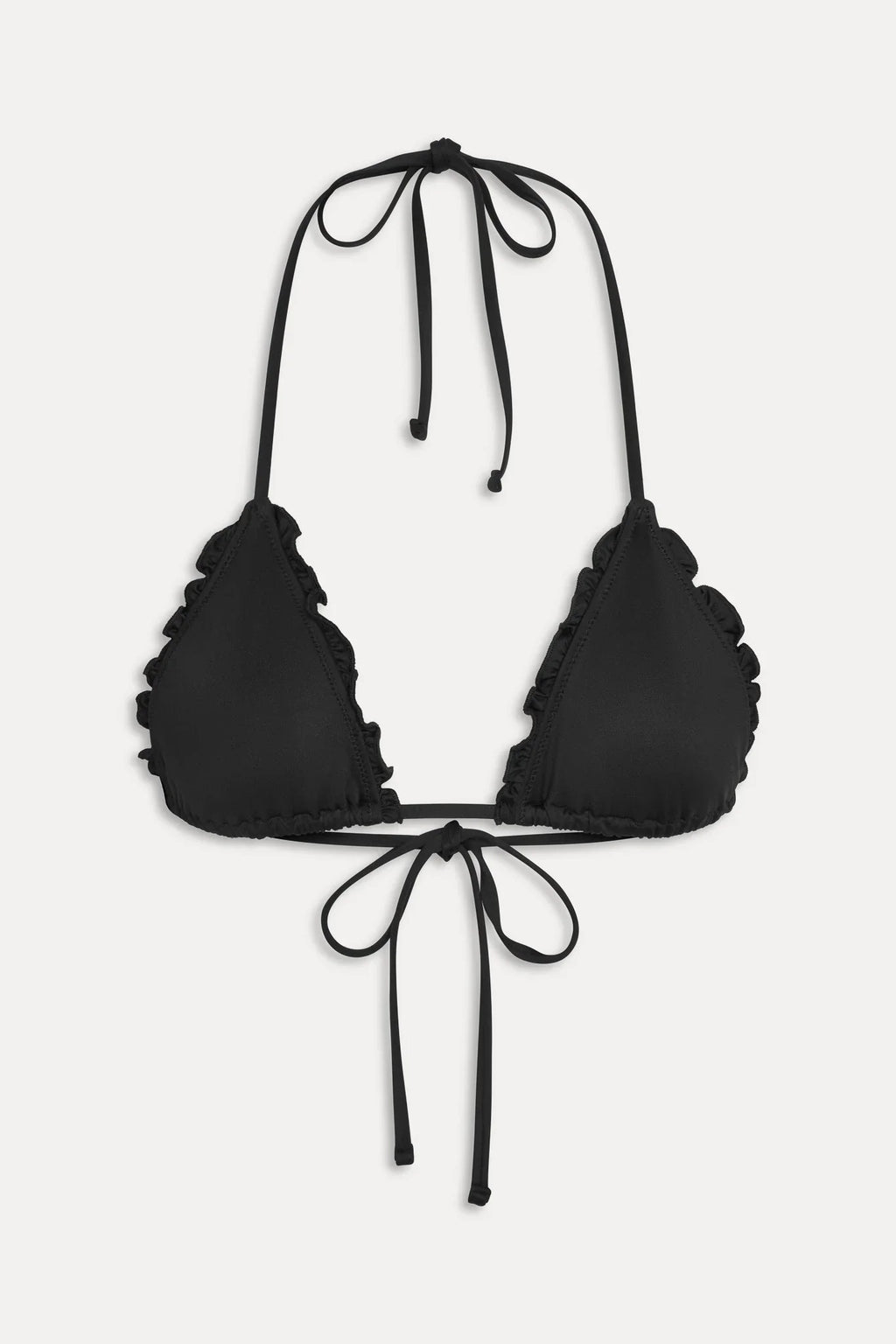 Haut de bikini triangle Nick Ruffle - Noir