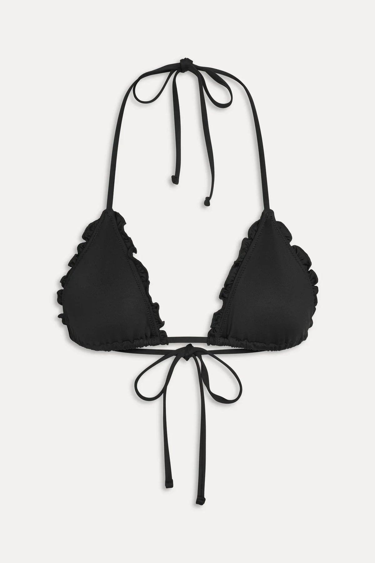 Haut de bikini triangle Nick Ruffle - Noir
