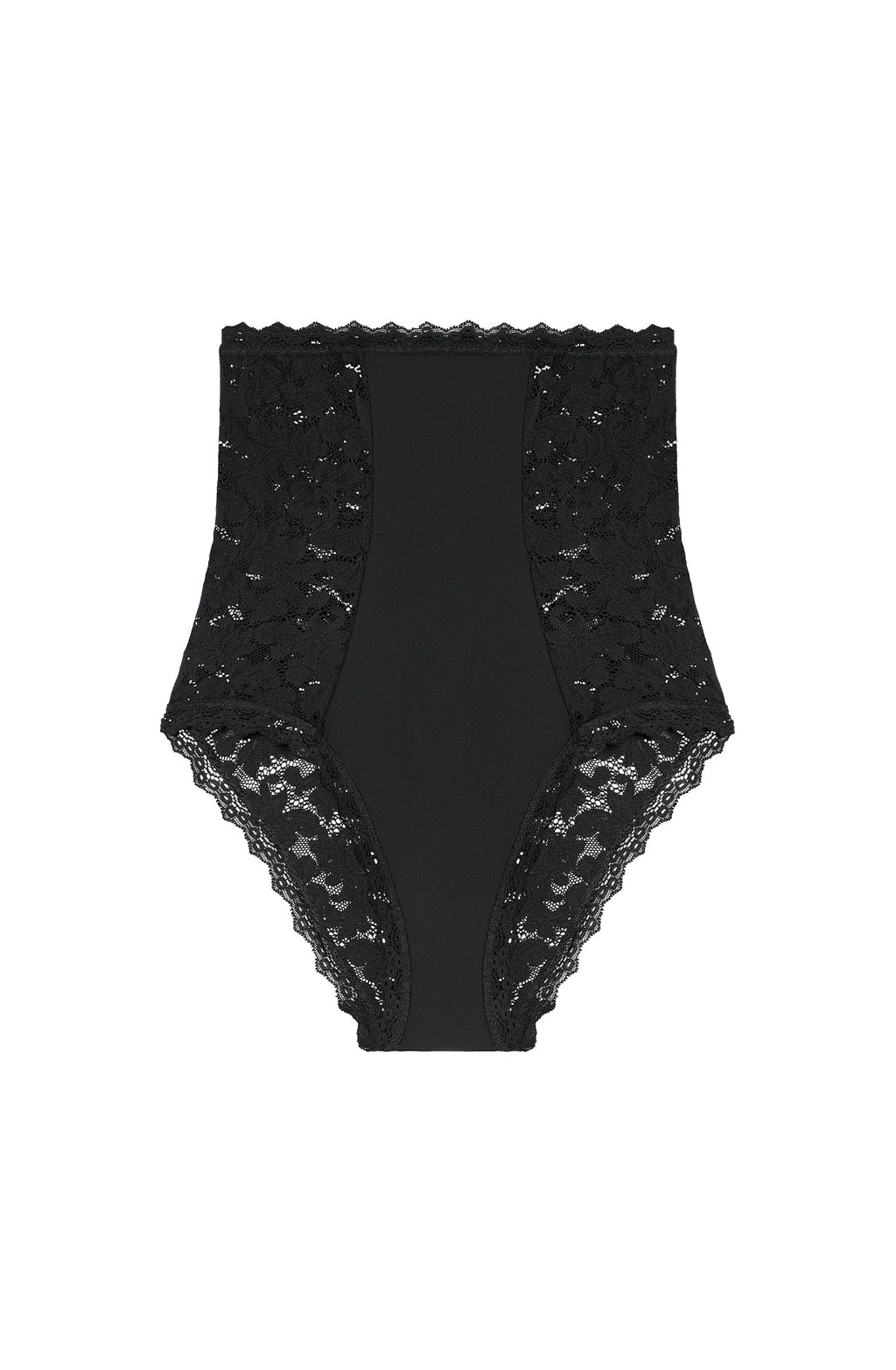 Culotte taille haute en dentelle noire